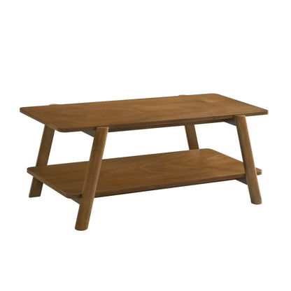 Metz Mid-Century Modern Wood Shelf Coffee Table, Walnut Finish