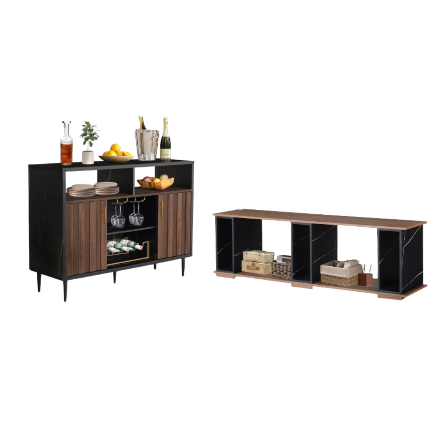 65 inch TV Unit with Bar Cabinet(Set of 2)