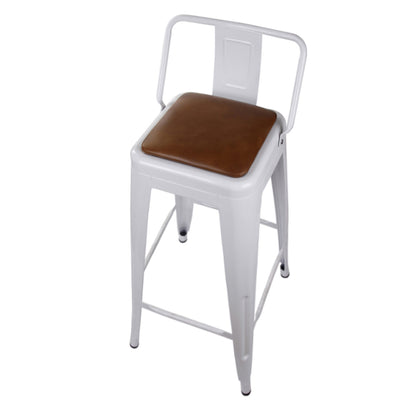 GIA 30 Inches High Back White Metal Stool with Brown PU Seat