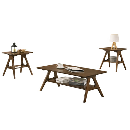 Arona Mid-Century Modern Wood 3 Piece Coffee Table Set