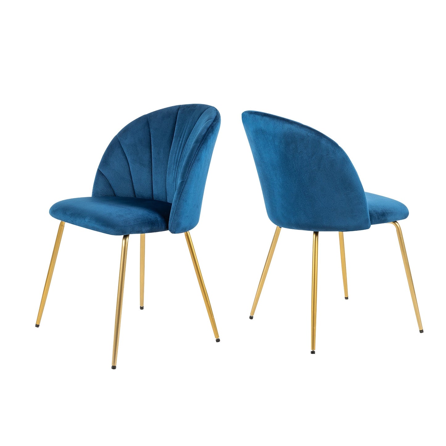 GIA Armless Mid Century Retro Velvet Fabric Dining Chairs, Blue Velvet