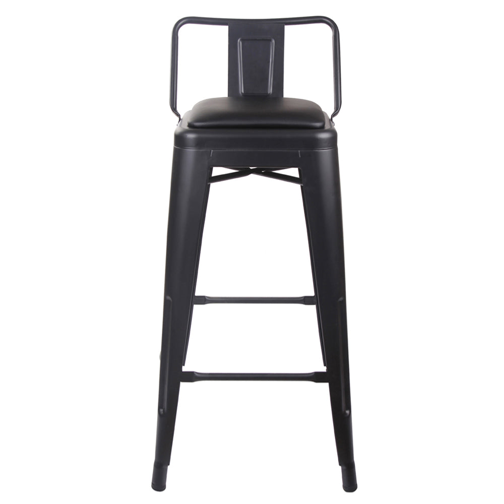 GIA 30 Inch Lowback Black Stool with Black PU Seat