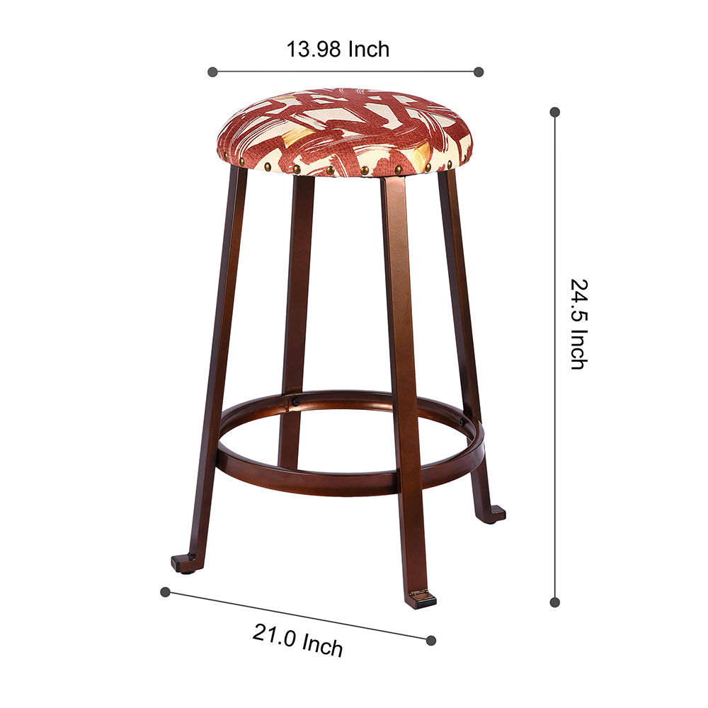 GIA 24 Inch Red Leaf Round Stool 2 Pack