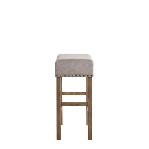 Counter Height Stool (Set-2) in Tan Linen & Weathered Oak