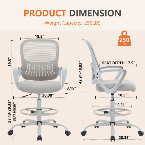 Ergonomic High Office Chair with Flip-up Armrests,Gray