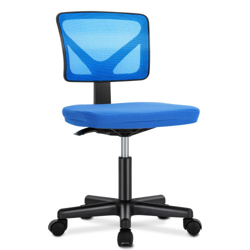 Armless Desk Chair Small Home Office Chair with Lumbar Support,Blue