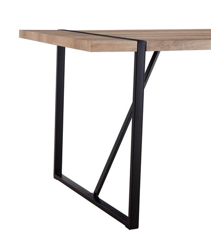 55inch Rustic Industrial Rectangular MDF Wood Colour Dining Table For 4-6 Person, With 1.5inch Thick Engineered Wood Tabletop and Black Metal Legs, For writing DeskKitchen terrace Dining Living Room