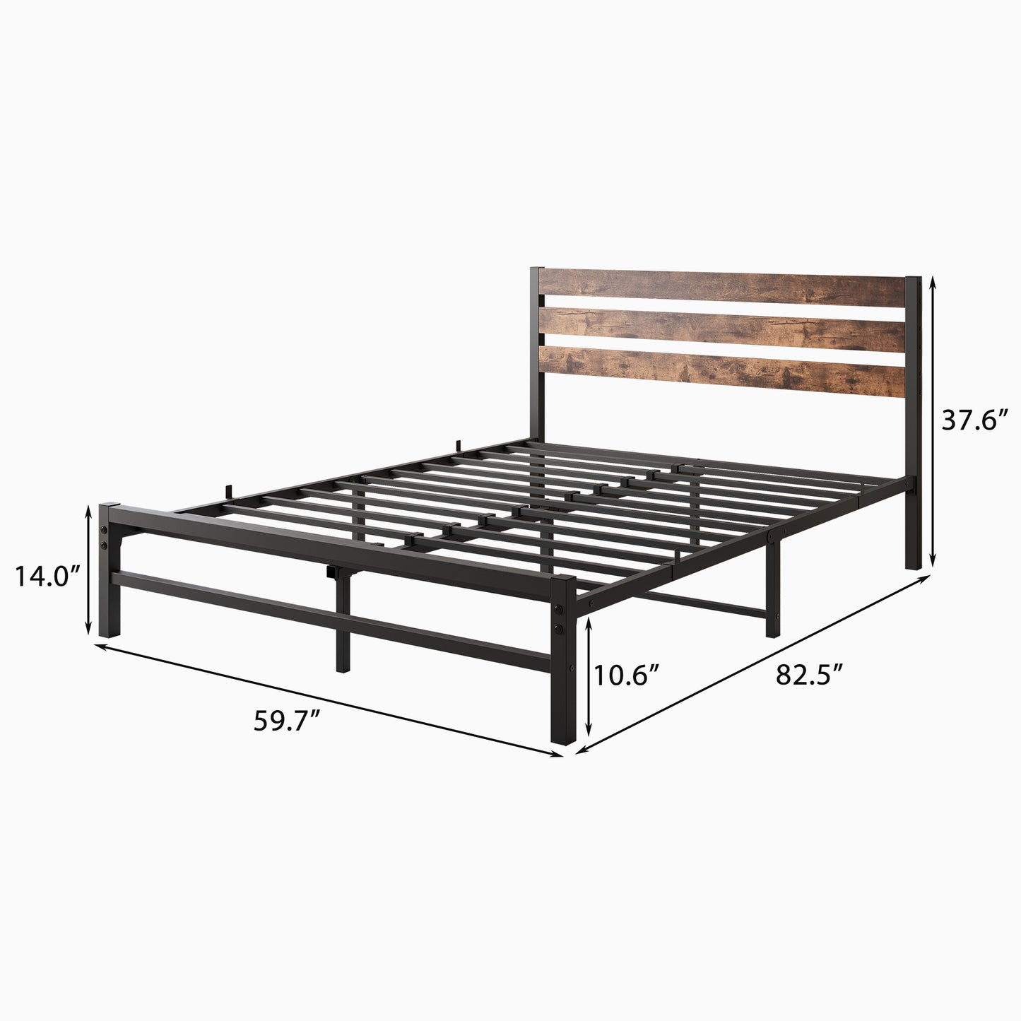 4 Pieces Bedroom Sets for Queen Size Platform Bed Frame and 2 Marchagee Nightstand and Upholstered Bench