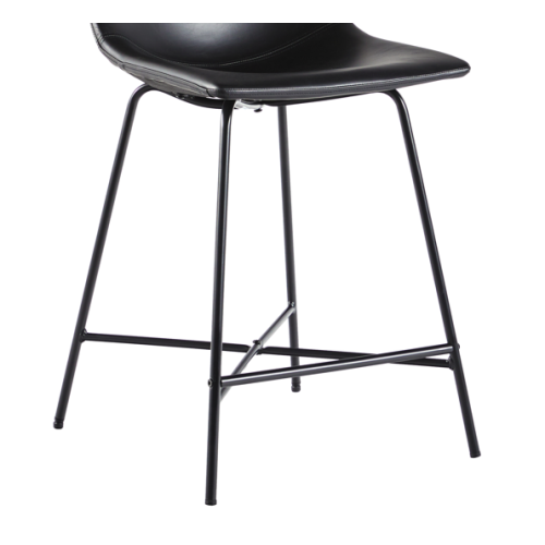 Modern Upholstered Counter Stool with Metal X Base, Set of 2, Black