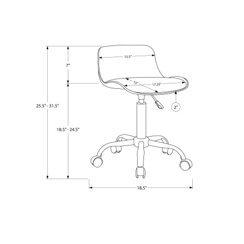 Modern Swivel White Leather Office Chair, Adjustable Height, White Metal