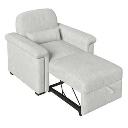 3 in 1 Convertible Sleeper Chair Sofa Bed Pull Out Couch Adjustable Chair with Pillow, Adjust Backrest into a Sofa, Lounger Chair, Single Bed or Living Room or Apartment, Beige