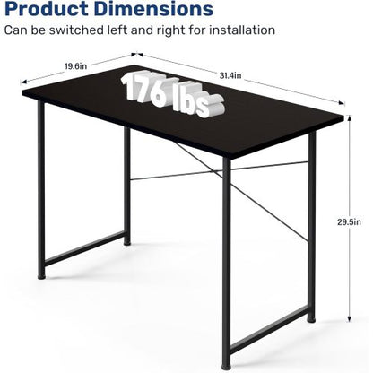 32 Inch Small Space Writing Desk with Headphone Hooks Modern Simple Design,Black