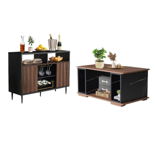 Bar Cabinet with Coffee Table (Set of 2)