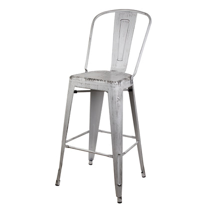 GIA Antique White Metal Bar Stool