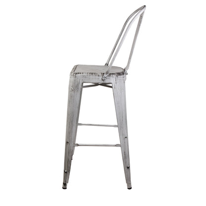 GIA Antique White Metal Bar Stool