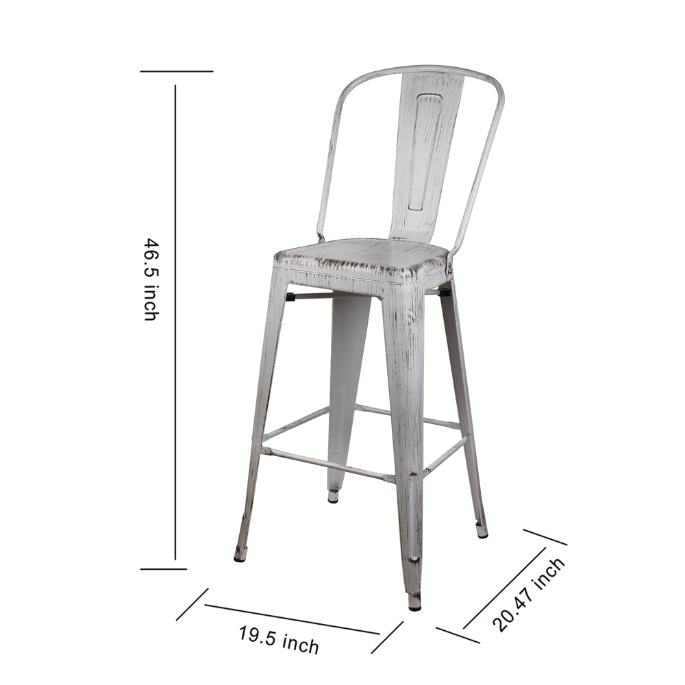 GIA Antique White Metal Bar Stool