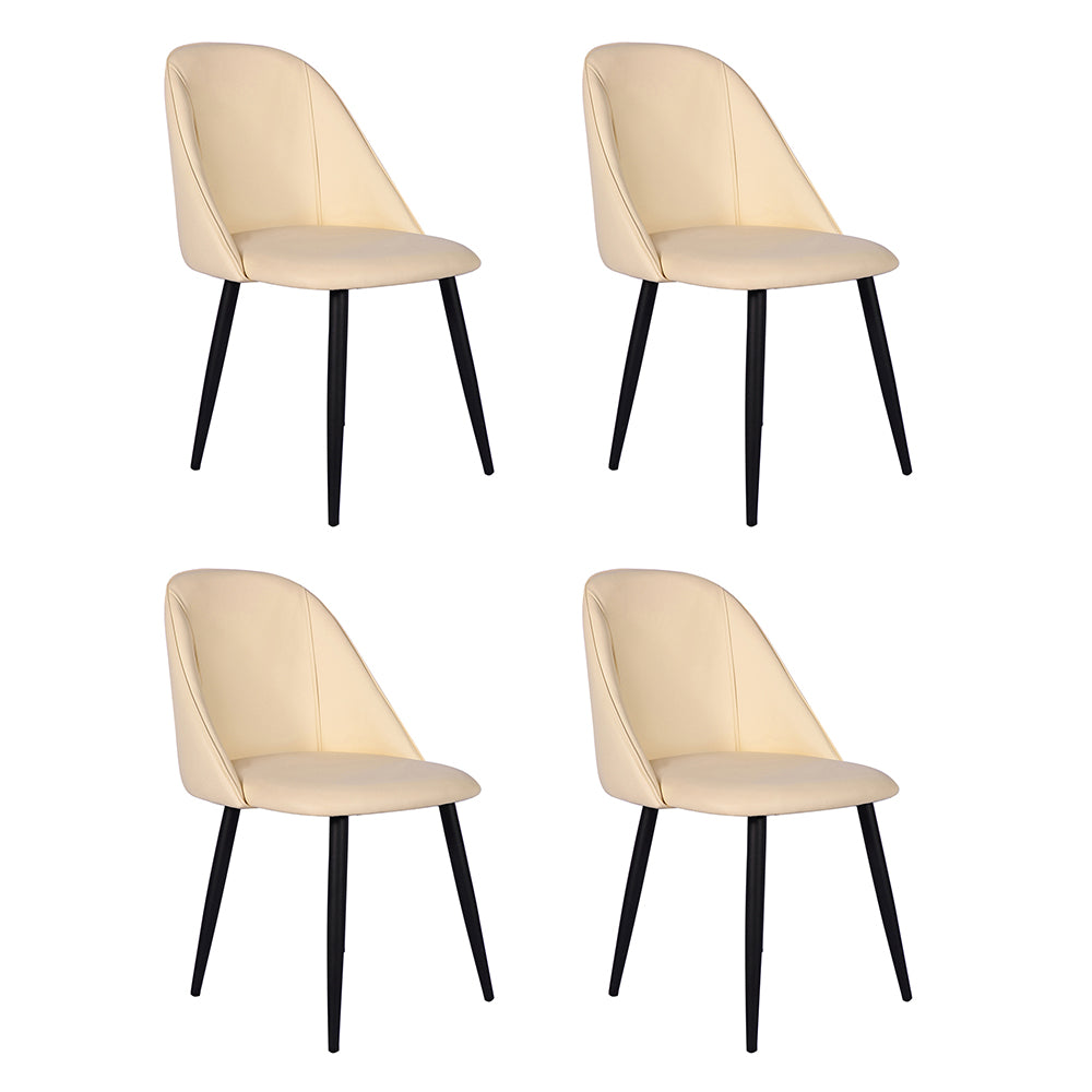 GIA Modern Black Dining Table with 4 Beige Chairs Sets