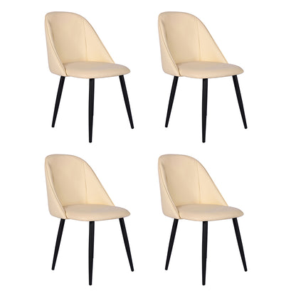 GIA Modern Black Dining Table with 4 Beige Chairs Sets