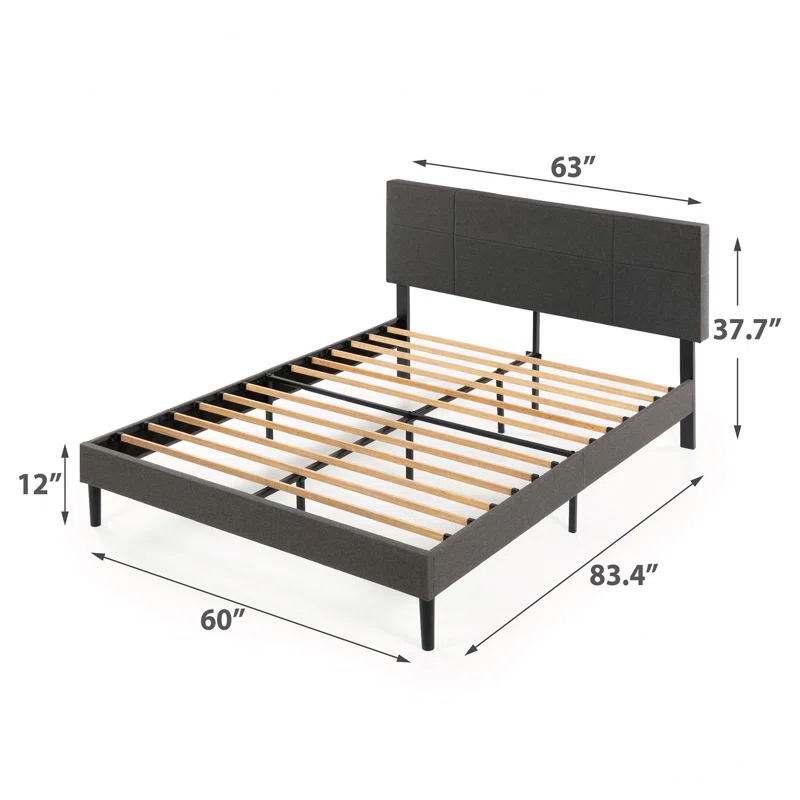 Bedroom Sets,Gray Queen Bed Frame with 2 Nightstands