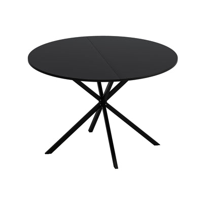 47.24 inch Modern Cross Leg Round Dining Table, Black Top Occasional Table, Two Piece Removable Top, Matte Finish Iron Legs