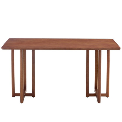 Brown Dining Table with Beige Chairs Sets