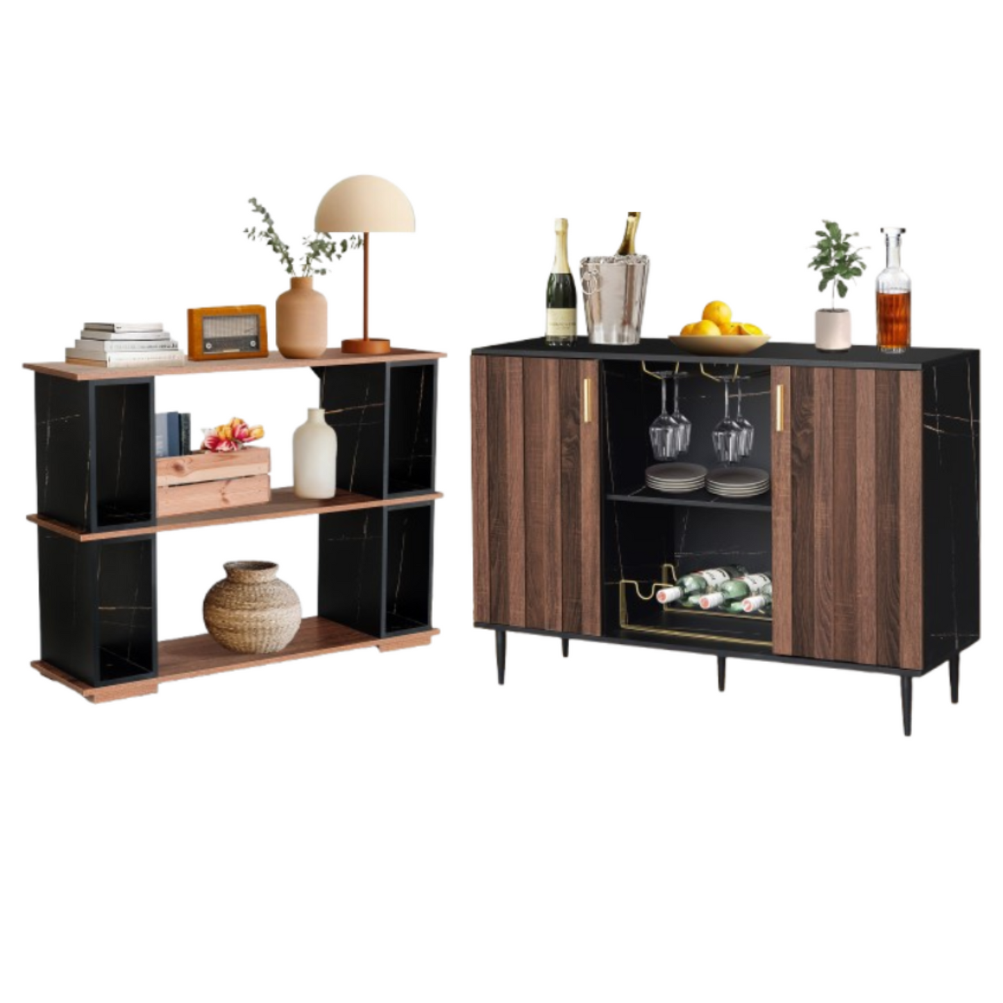 47.3 inch Bar Cabinet with Console Table(Set of 2)