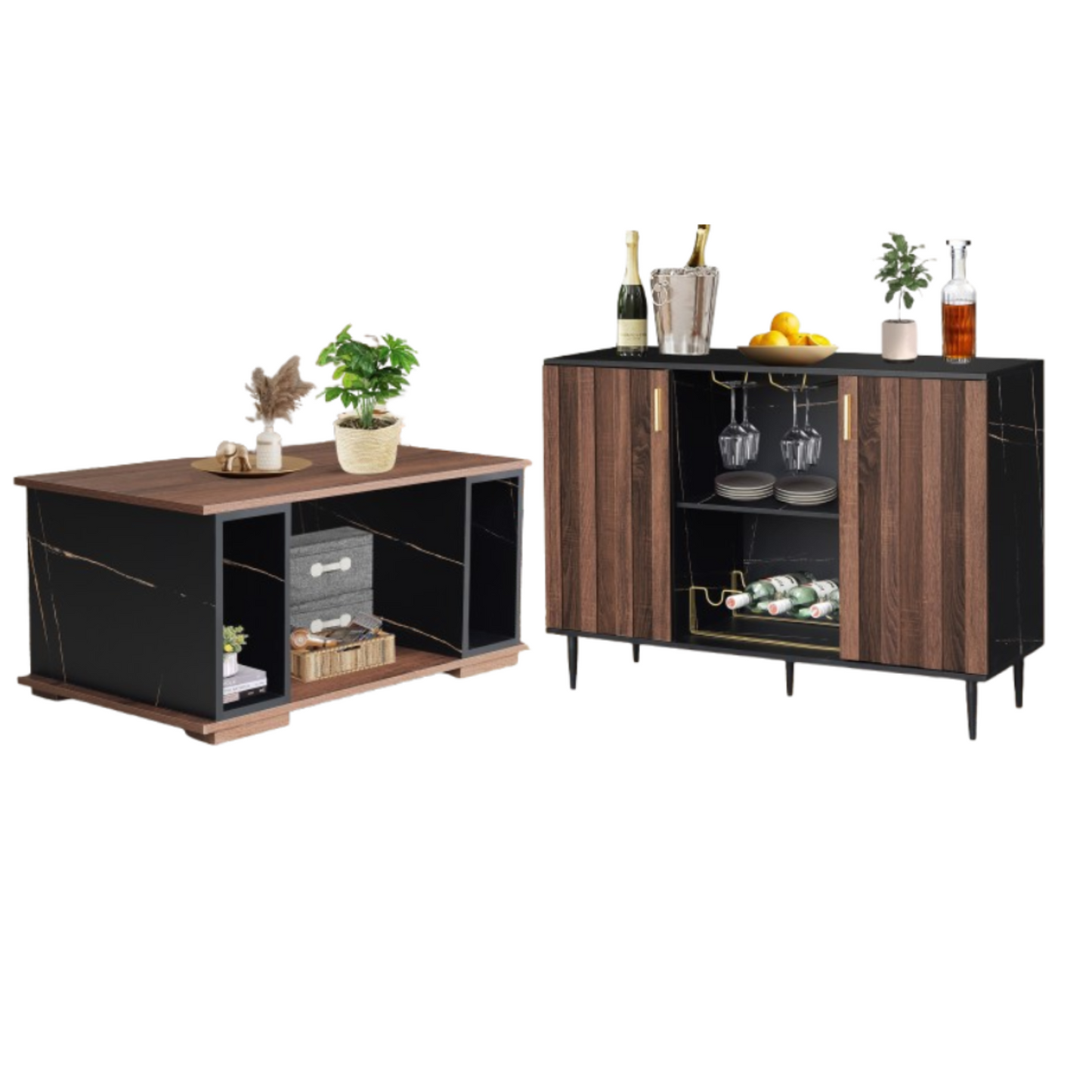 Bar Cabinet with Coffee Table (Set of 2)