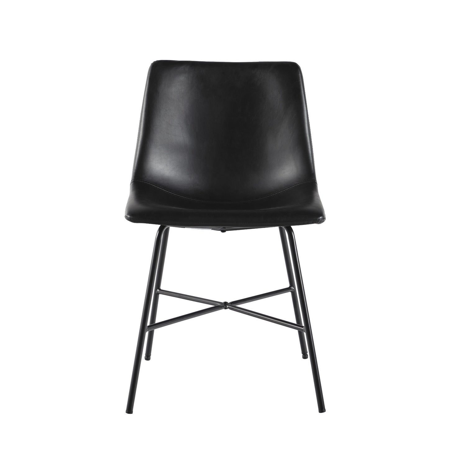 Modern Upholstered Dining Chair with Metal X Base, Set of 2, Black