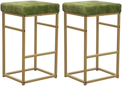 GIA 30 Inches Square Upholstered Bar Stool, Green Velvet