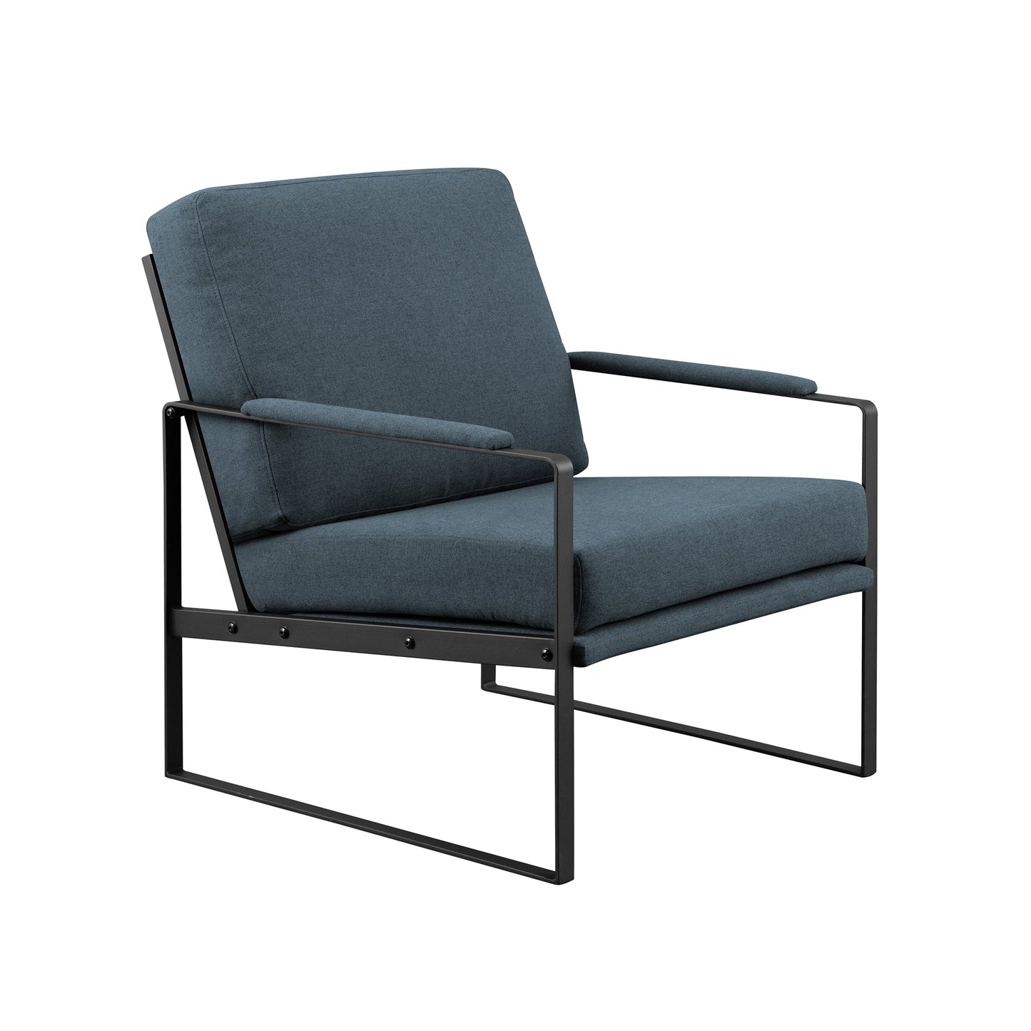 Contemporary Square Metal Frame Accent Chair ¨C Indigo Blue / Black