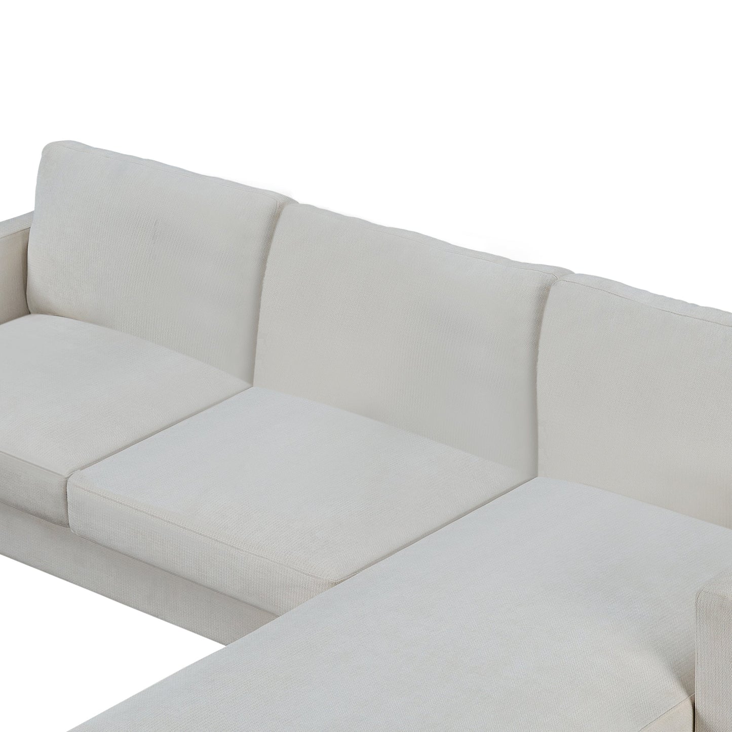 SOFA The best choice products upholstered sectional sofa for families, apartments, dormitories, award rooms, compact space with chaise longue, 3 seats, L-shaped design,  off-white