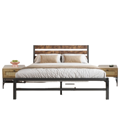 3 Pieces Bedroom Sets for Queen Size Platform Bed Frame and 2 Marchagee Nightstand