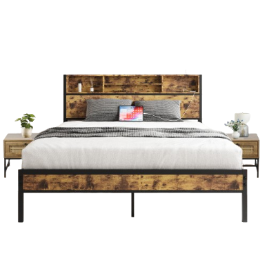 3 Pieces Bedroom Sets for Queen Bed Frame with Storage Headboard and 2 Marchagee Nightstand