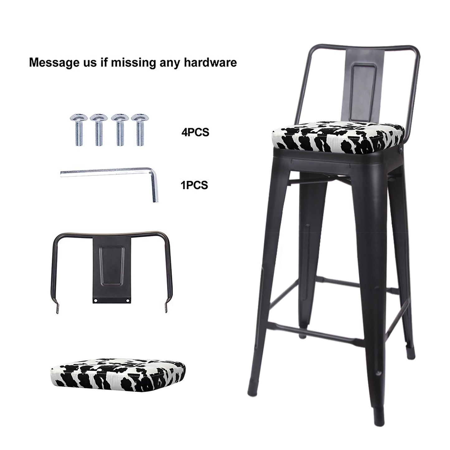 Midnight Cowhide Bar Stool