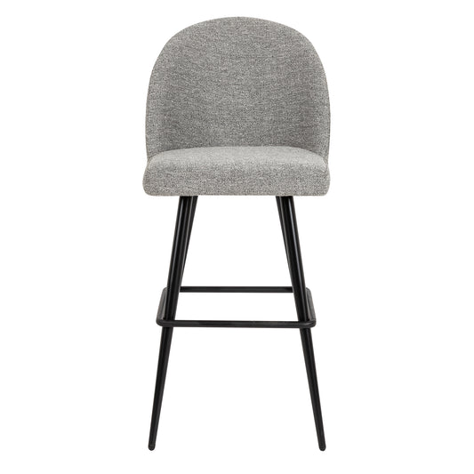 Grey Faux Linen Metal Bar Stool