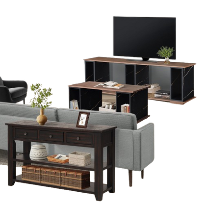 Living Room Table Set, 1 Coffee Table, 1 Sofa table with drawer and 65-Inch TV Stand