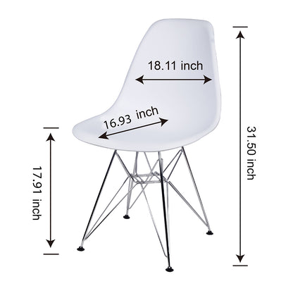 GIA Plastic  Armless Chair with Metal Legs-White