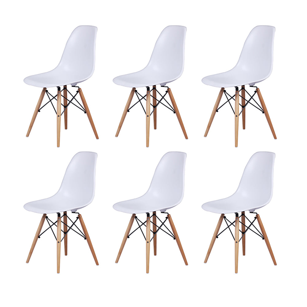 GIA Modern Walnut Dining Table with 6 Pack DSW Side Chairs Sets