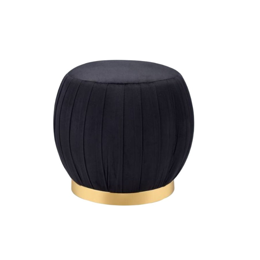 GIA Ottoman, Black Velvet & Gold