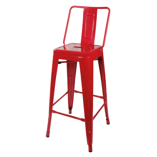 GIA 30 Inches High Back Salmon Red Metal Stool