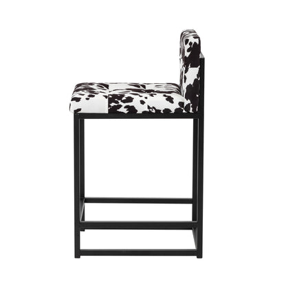 Stainless Steel Upholstered Fabric Counter Stool,Blackcow