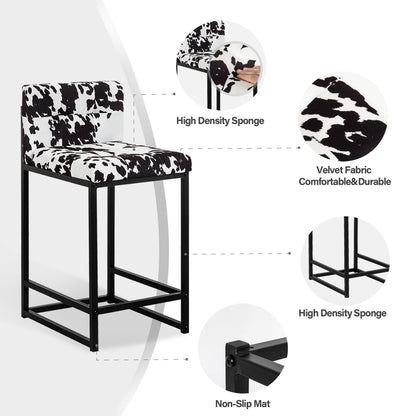 Stainless Steel Upholstered Fabric Counter Stool,Blackcow