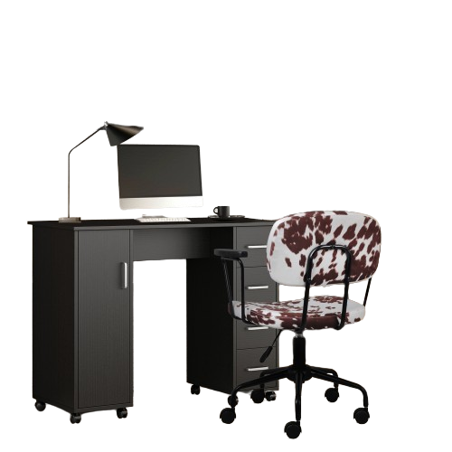 Home Office Furniture Sets Writing Desk with Wheels& Office Task Chair with Arms