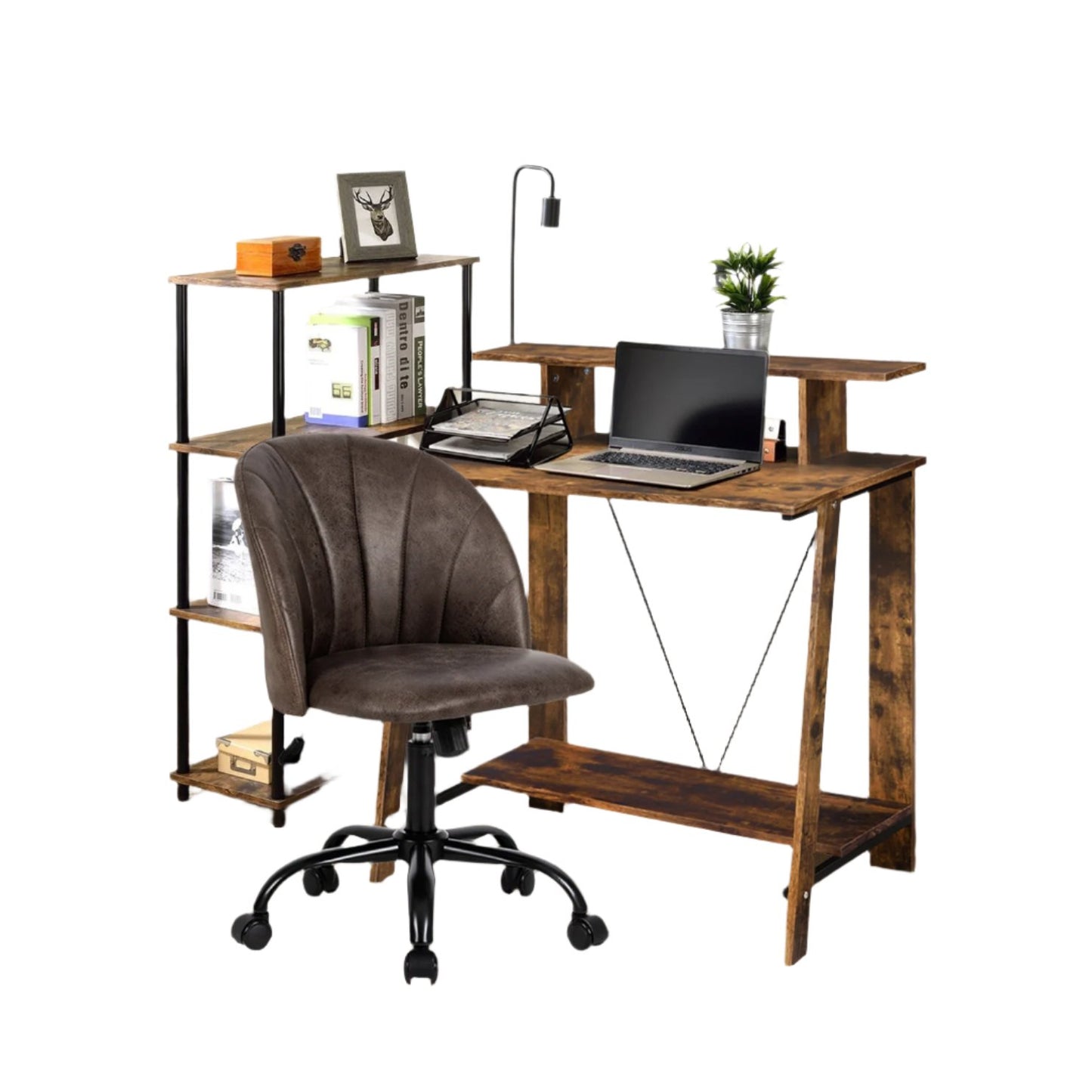 2 Pieces Home Office Furniture Sets-Writing Desk and Office Chair Sets