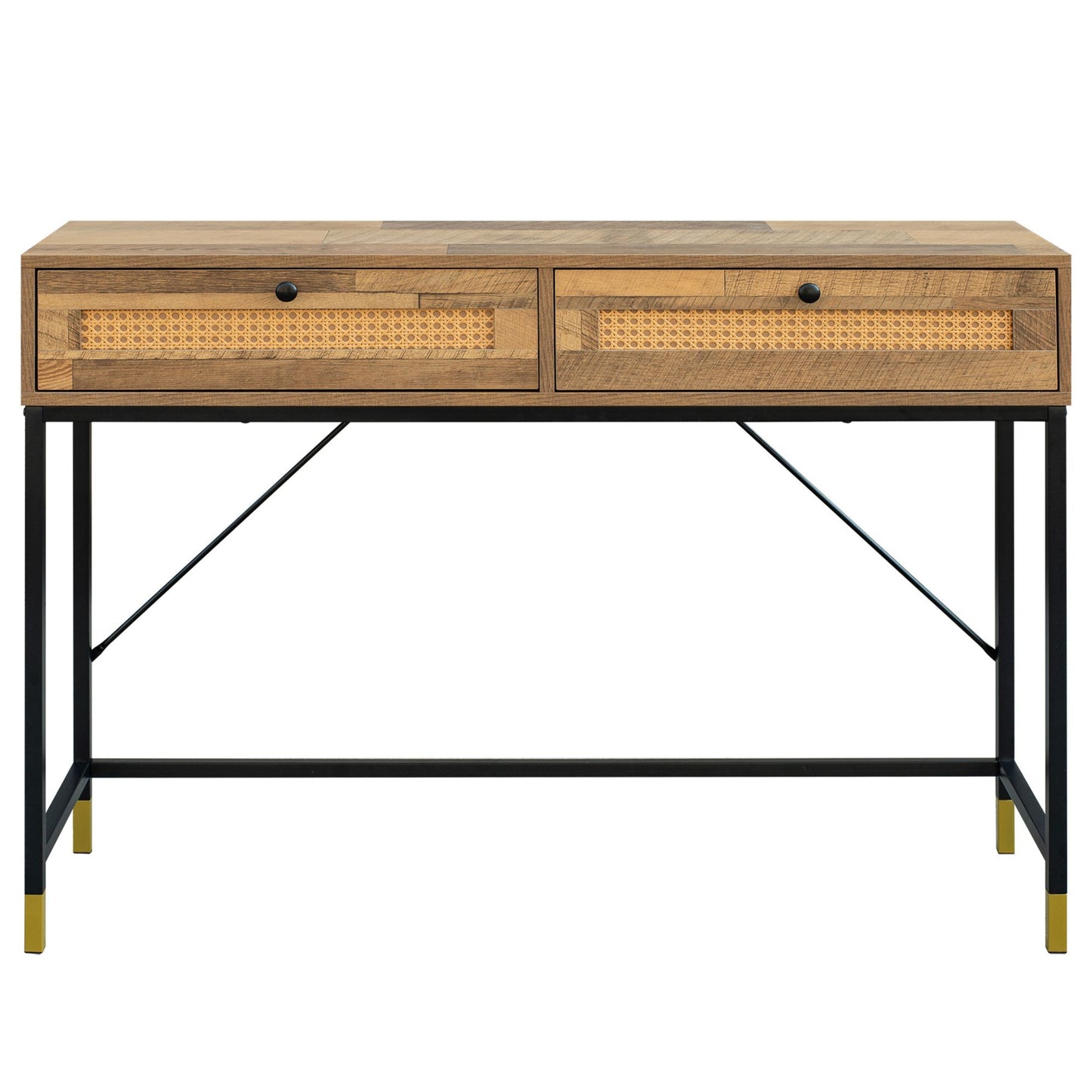 Rattan Console Table,Mix Oak