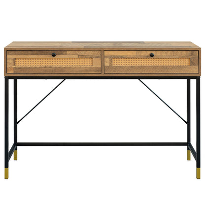 Rattan Console Table,Mix Oak