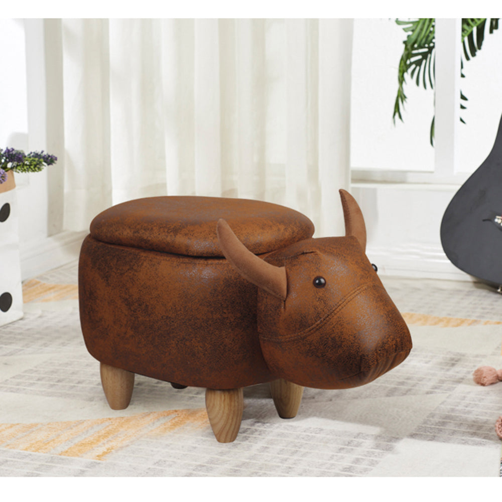 GIA Brown Cow Ottoman Stool with Storage