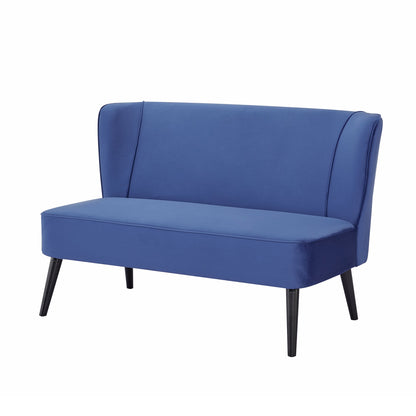 Fabric Armless Loveseat with Sleek Back-Blue