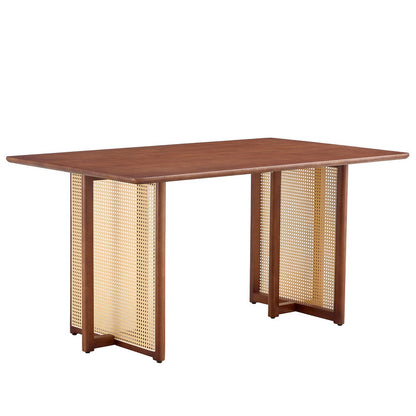 Brown Dining Table with Beige Chairs Sets