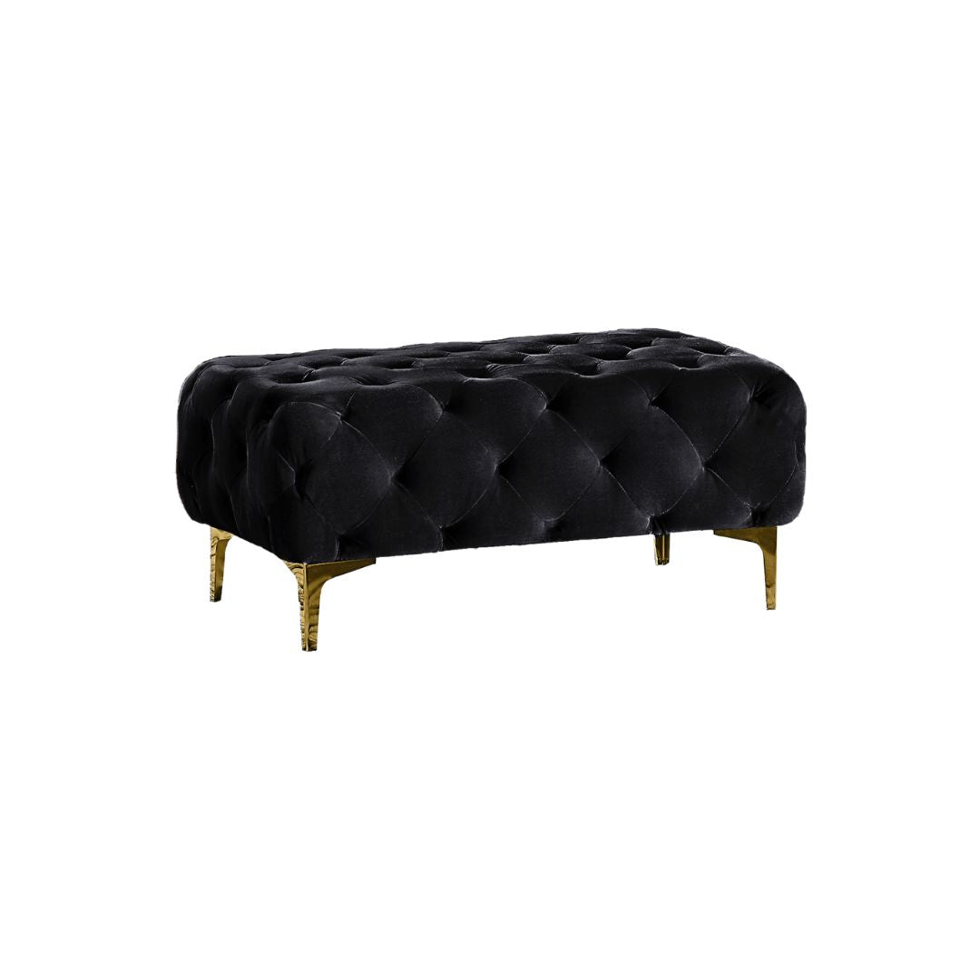 Black Elegant Velvet Living Room Ottoman